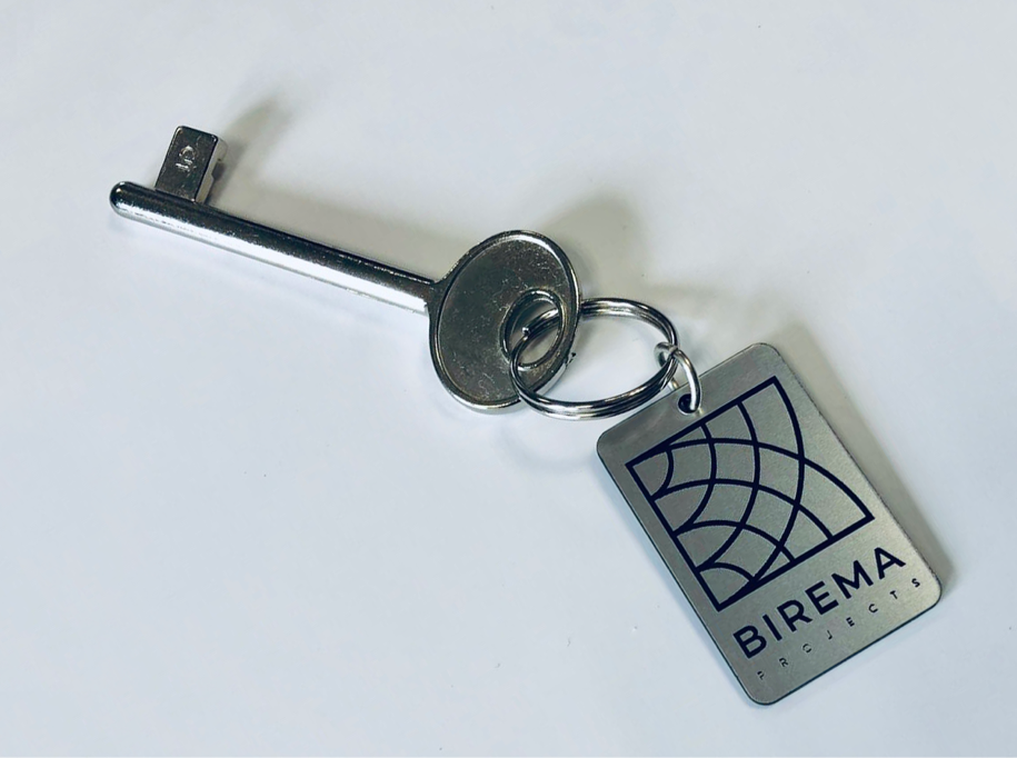 Key with a keychain with Birema logo